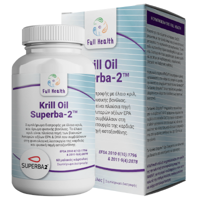 FULL HEALTH KRILL OIL SUPERBA-2 60 Caps (Συμπλήρωμα διατροφής με έλαιο κριλ και άρωμα  βανίλιας)