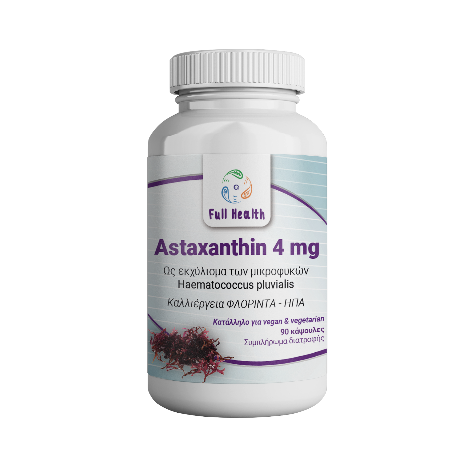 Full Health Astaxanthin 4 mg 90 softgels (Συμπλήρωμα διατροφής με ασταξανθίνη, ειδικά πατενταρισμένης μορφής)