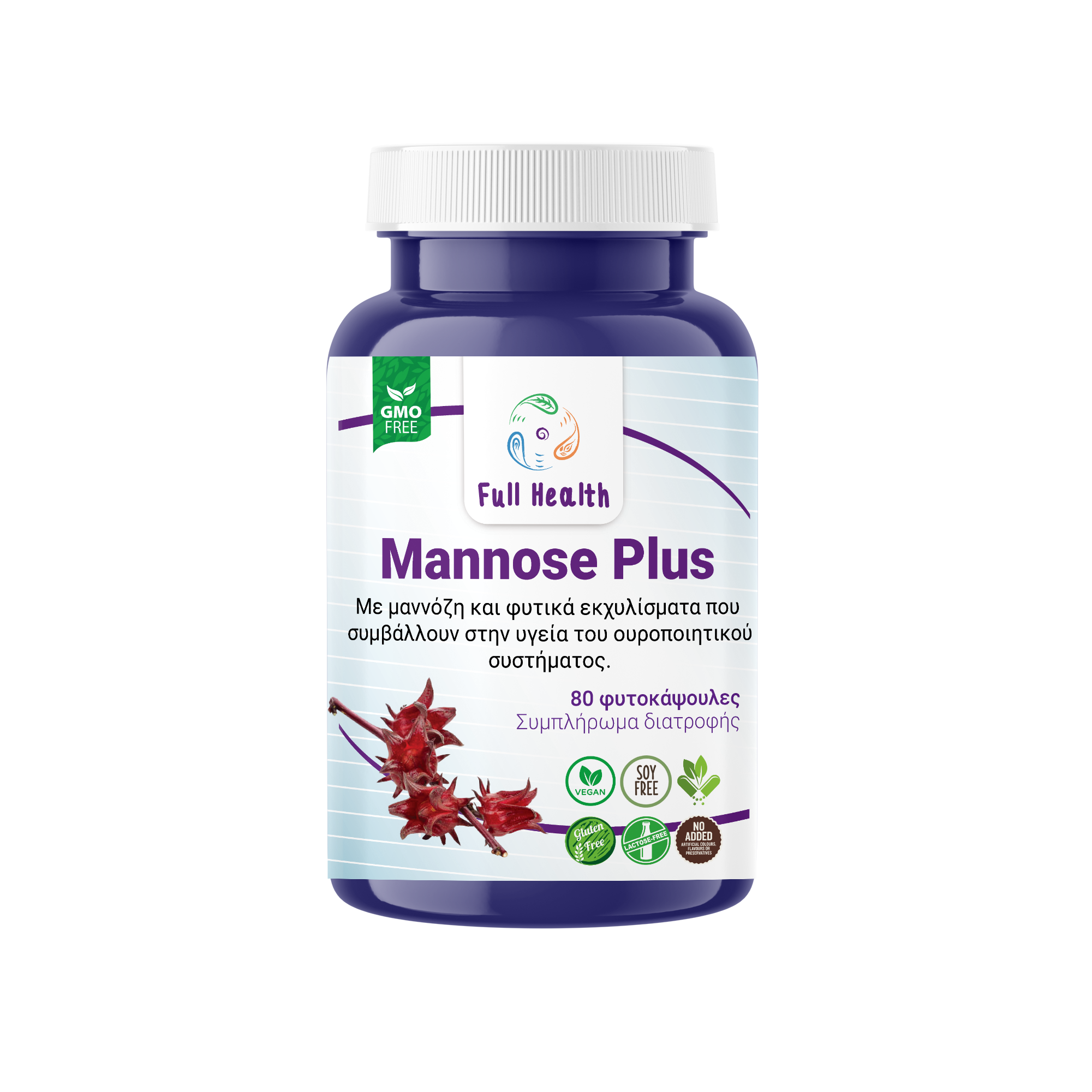 FULL HEALTH MANNOSE PLUS 80 Caps (Φόρμουλα μαννόζης με φυτικά εκχυλίσματα)