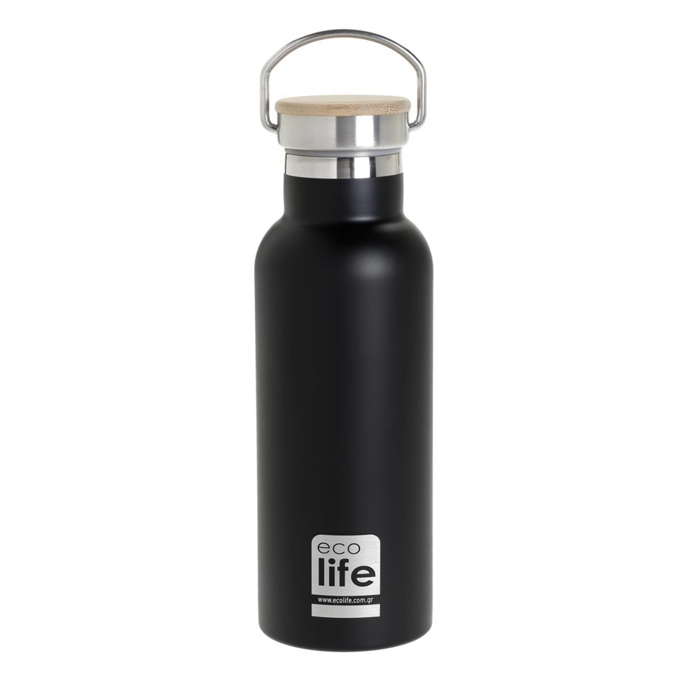 BLACK THERMOS BAMBOO LID 500ML