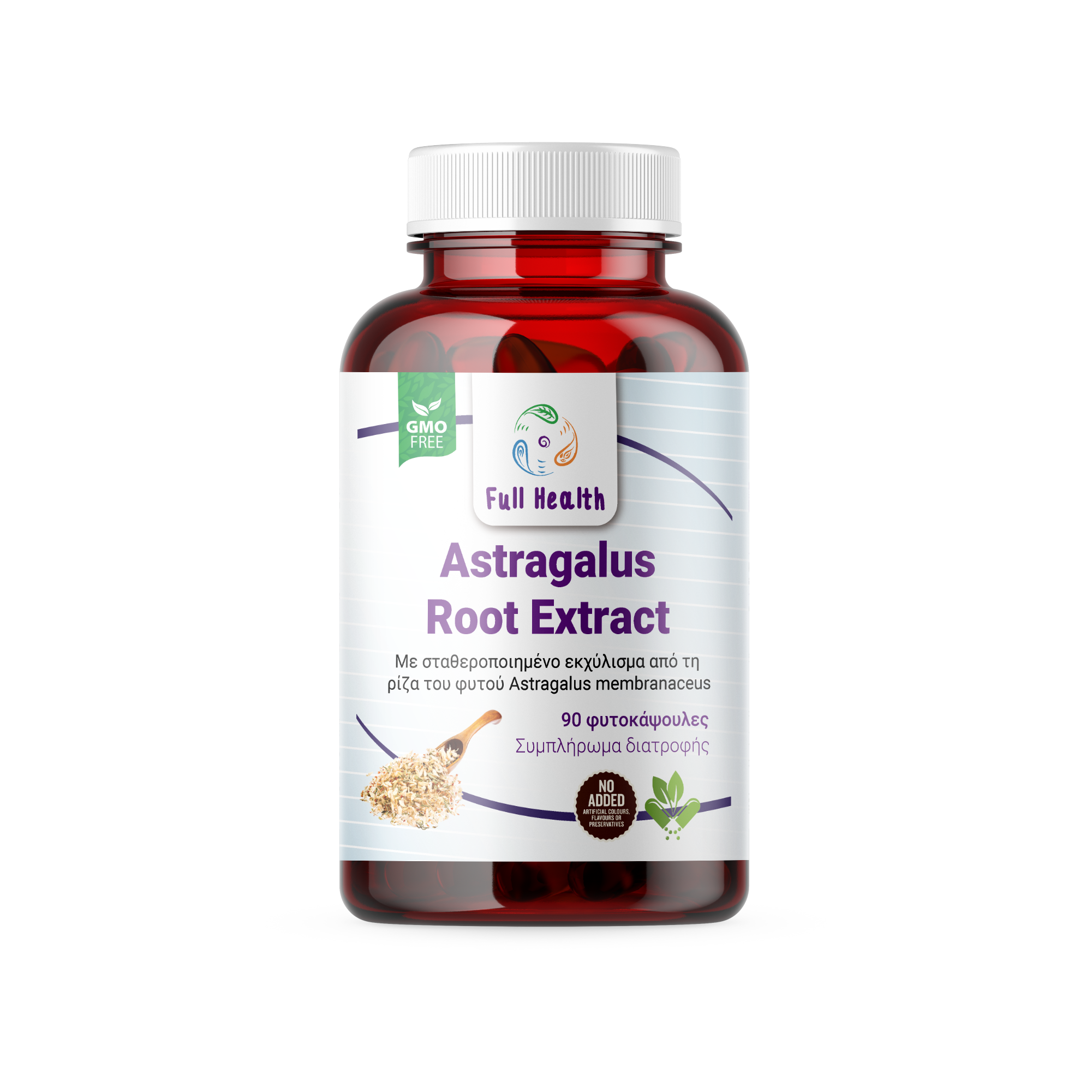 Full Health Astragalus Root Extract 180 mg 90 Vcaps (Συμπλήρωμα διατροφής με ισχυρό εκχύλισμα απο τη ρίζα του φυτού αστράγαλος σταθεροποιημένης απόδοσης )