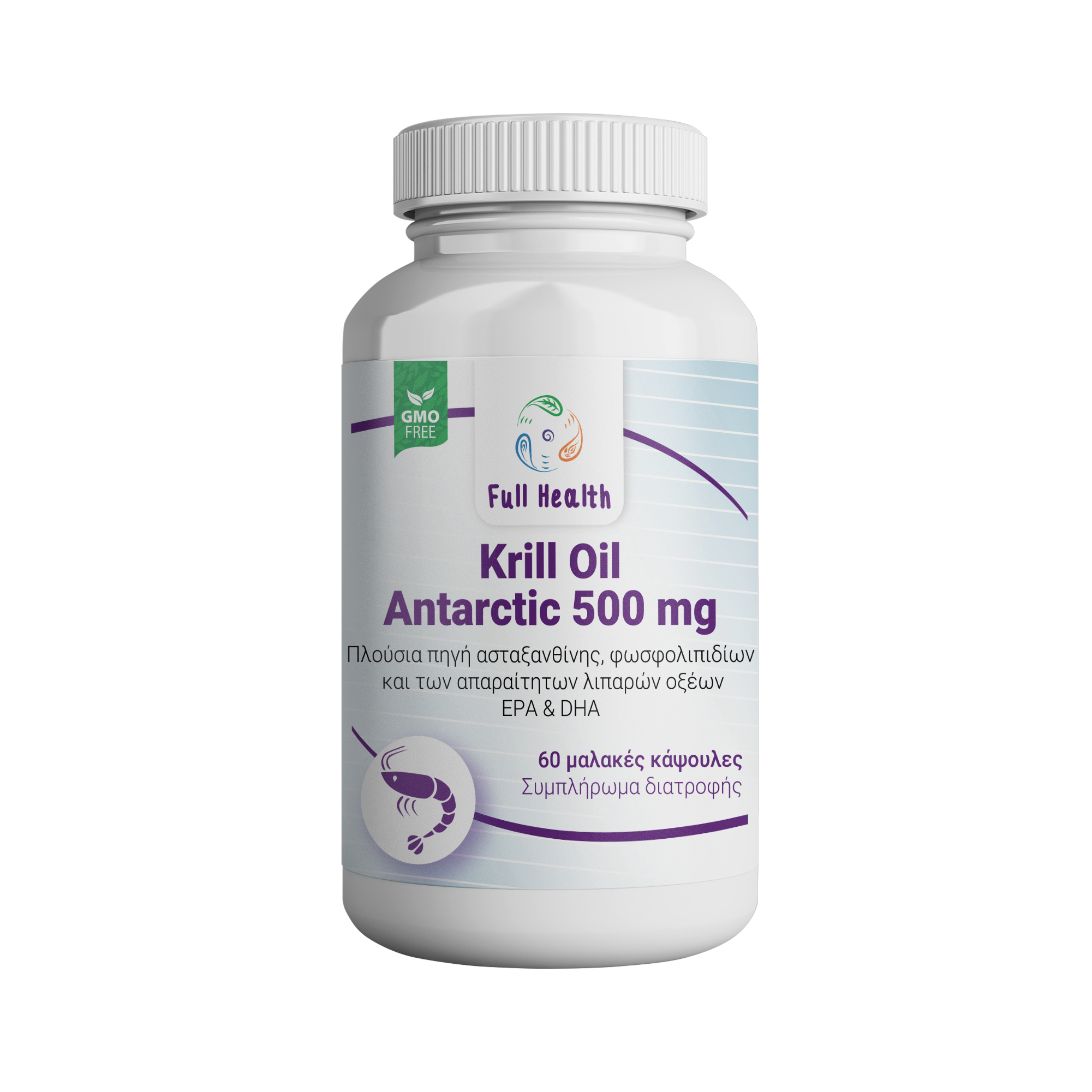 FULL HEALTH KRILL OIL SUPERBA-2 60 Caps (Συμπλήρωμα διατροφής με έλαιο κριλ και άρωμα  βανίλιας)